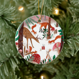 Cute Woodland Animals Christmas Keramik Ornament