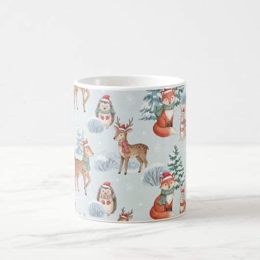 Cute Woodland Animals Christmas Pattern Mug Kaffeetasse (Mittel)