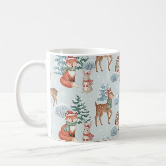 Cute Woodland Animals Christmas Pattern Mug Kaffeetasse (Links)