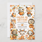 Cute Woodland Animals Festive Autumn Kids Birthday Einladung (Vorderseite)