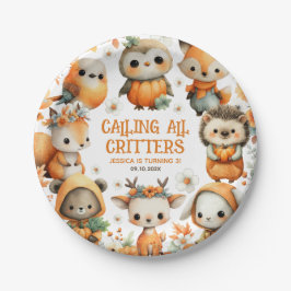 Cute Woodland Animals Festive Autumn Kids Birthday Pappteller