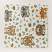 Cute Woodland Animals Floral Pattern Puzzle (Horizontal)