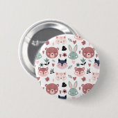 Cute Woodland Animals Forest Friends Nursery Button (Vorne & Hinten)
