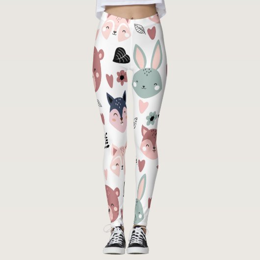 Cute Woodland Animals Forest Friends Nursery Leggings (Vorderseite)