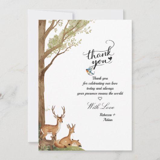 Cute Woodland Animals Forest Thank You Card (Vorderseite)