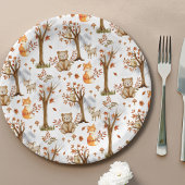 Cute Woodland Animals Pattern Pappteller