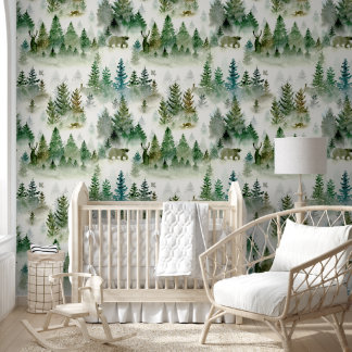 Cute woodland animals watercolor pattern kids tapete