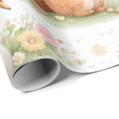 Cute Woodland Baby Animals Floral Wrapping Paper Geschenkpapier (Rolleneckpunkt)