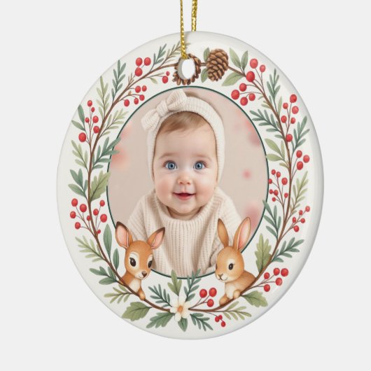 Cute Woodland Baby First Christmas Keepsake Keramik Ornament (Links)
