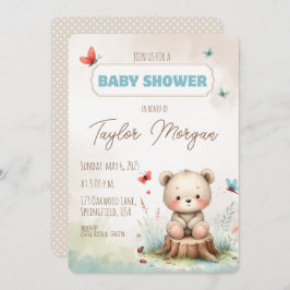 Cute Woodland Bear Baby Shower Invitation Einladung