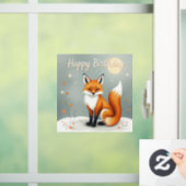 Cute Woodland Brown Fox Happy Birthday Fensteraufkleber (Zuhause)