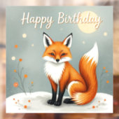 Cute Woodland Brown Fox Happy Birthday Fensteraufkleber (Blatt 2)