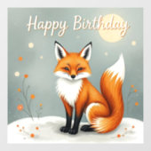 Cute Woodland Brown Fox Happy Birthday Fensteraufkleber (Blatt)