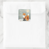 Cute Woodland Brown Fox Happy Birthday Quadratischer Aufkleber (Tasche)