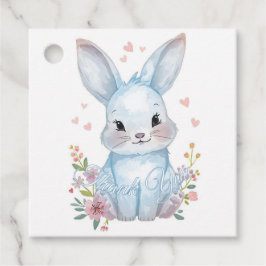 Cute Woodland Bunny Baby Shower Blue Bunny Pastel Geschenkanhänger