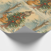 Cute woodland bunny christmas festive winter geschenkpapier (Ecke)