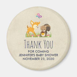 Cute Woodland Creatures Cartoon Thank You Magnet