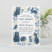Cute Woodland Creatures |Rustic Forest Baby Shower Einladung (Stehend Vorderseite)