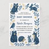 Cute Woodland Creatures |Rustic Forest Baby Shower Einladung (Vorderseite)