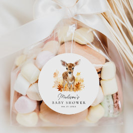 Cute Woodland Deer Fall Baby Shower Runder Aufkleber