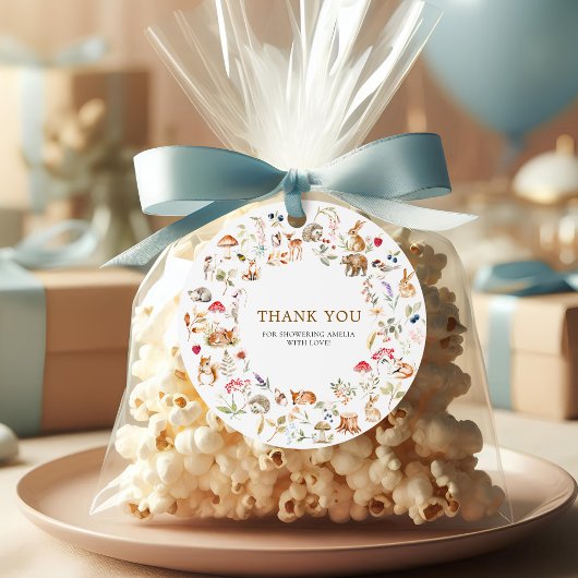 Cute Woodland Forest Animals Baby Shower Geschenkanhänger