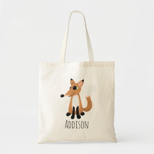 Cute Woodland Forest Fox and Name Kids Tragetasche (Vorne)