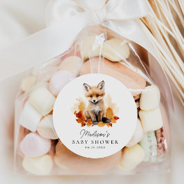 Cute Woodland Fox Fall Baby Shower Runder Aufkleber