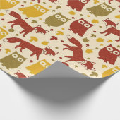 Cute Woodland Fox & Owl Pattern Geschenkpapier (Ecke)