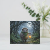 Cute Woodland Hedgehog Lantern | Thinking of You Postkarte (Stehend Vorderseite)