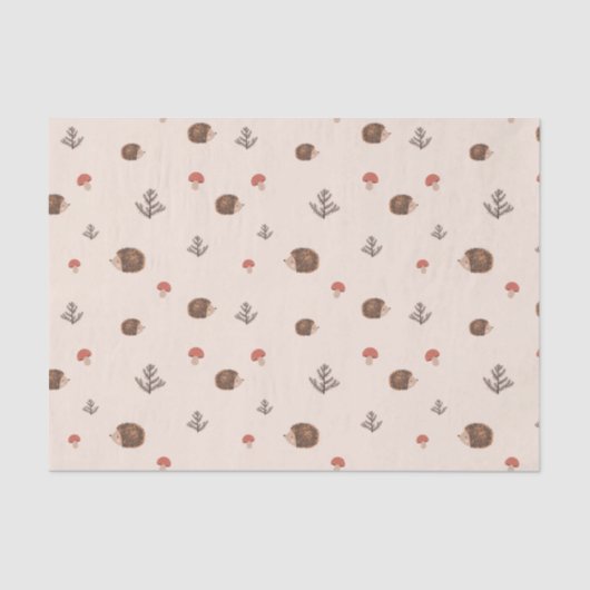 Cute Woodland Hedgehog & Mushroom Pattern Seidenpapier (Vorderseite)