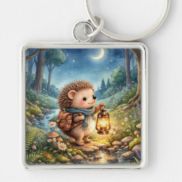 Cute Woodland Hedgehog With Lantern  Schlüsselanhänger