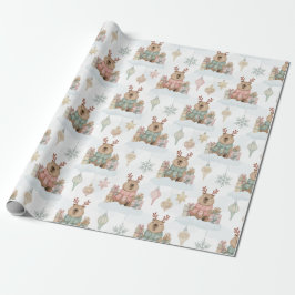 Cute Woodland Reindeer Capybara Christmas  Geschenkpapier