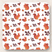 Cute Woodland Squirrel Autumn Pattern Getränkeuntersetzer (Vorderseite)