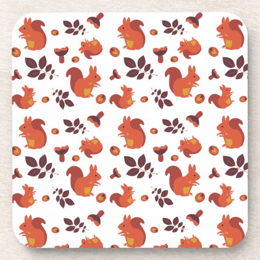 Cute Woodland Squirrel Autumn Pattern Getränkeuntersetzer (Vorderseite)