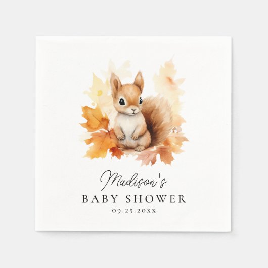Cute Woodland Squirrel Fall Baby Shower Serviette (Vorderseite)