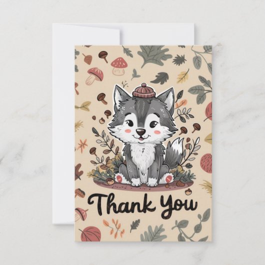 Cute Woodland Wolf Dankeskarte (Vorderseite)