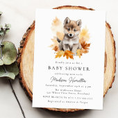 Cute Woodland Wolf Pup Fall Baby Shower Einladung