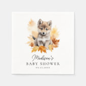 Cute Woodland Wolf Pup Fall Baby Shower Serviette (Vorderseite)