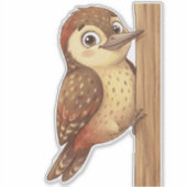 Cute Woodpecker Bird Sticker – Adorable Woodland A (Vorderseite)