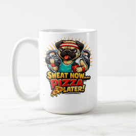 Cute Workout Dog T-Shirt for Fitness & Pizza Lover Kaffeetasse