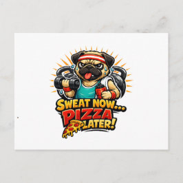 Cute Workout Dog T-Shirt for Fitness & Pizza Lover Postkarte