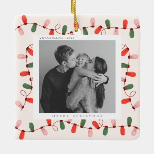 Cute Xmas Family Photo christmas holiday Keramikornament (Vorderseite)