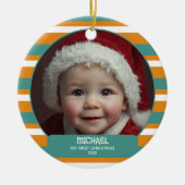Cute Xmas Gnome First Christmas Baby Name& Photo  Keramik Ornament (Vorne)