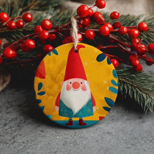 Cute Xmas Gnome My First Christmas Baby Photo Keramik Ornament