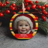Cute Xmas Gnome My First Christmas Baby Photo Keramik Ornament