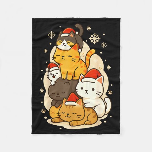 Cute Xmas Kawaii Cats Neko Funny Kitten Lover Anim Fleecedecke (Vorderseite)