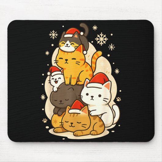 Cute Xmas Kawaii Cats Neko Funny Kitten Lover Anim Mousepad (Vorne)