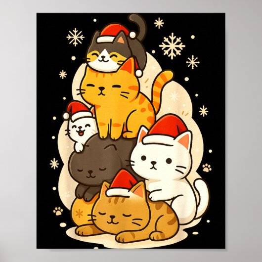 Cute Xmas Kawaii Cats Neko Funny Kitten Lover Anim Poster (Vorne)
