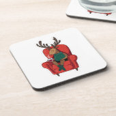 Cute Xmas Reindeer Relaxing Getränkeuntersetzer (Linke Seite)
