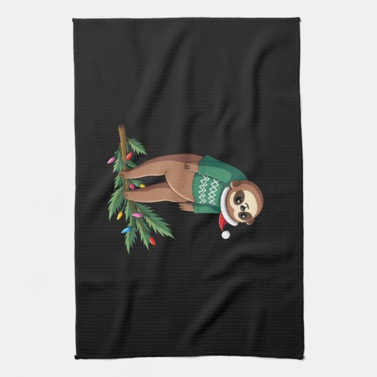 Cute Xmas Sloth Santa Hat Christmas Sloth - Tree L Geschirrtuch (Vertikal)